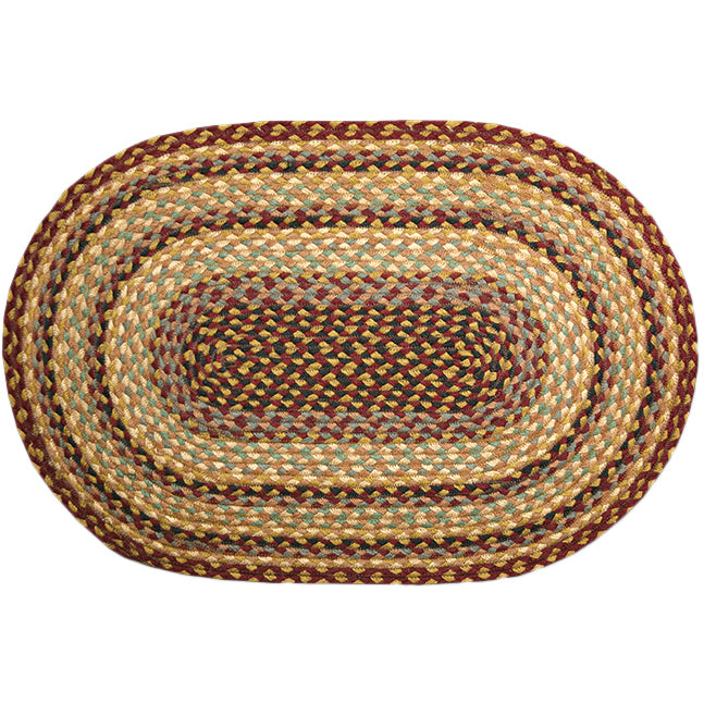 Braided Rug Burgundy and Gold jute rug.