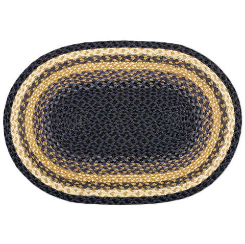 Braided Rug Blue & Mustard.