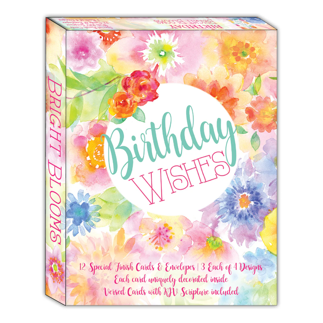 Bright Blooms 12 Boxed Birthday Cards SBSFEG22609