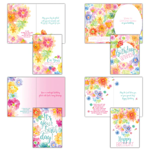 Bright Blooms 12 Boxed Birthday Cards SBSFEG22609 B