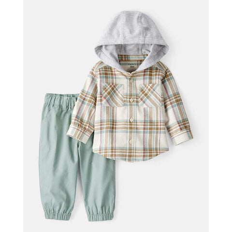 Baby Boys' 2-Piece Plaid Cotton Long-Sleeve Tee & Pant Set 1T604110