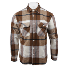 Trendy Life men's brawny flannel shirt in white & brown plaid