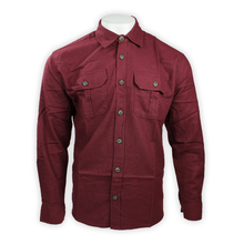 Burgundy Men's Solid Flannel Long-Sleeve Shirt P118