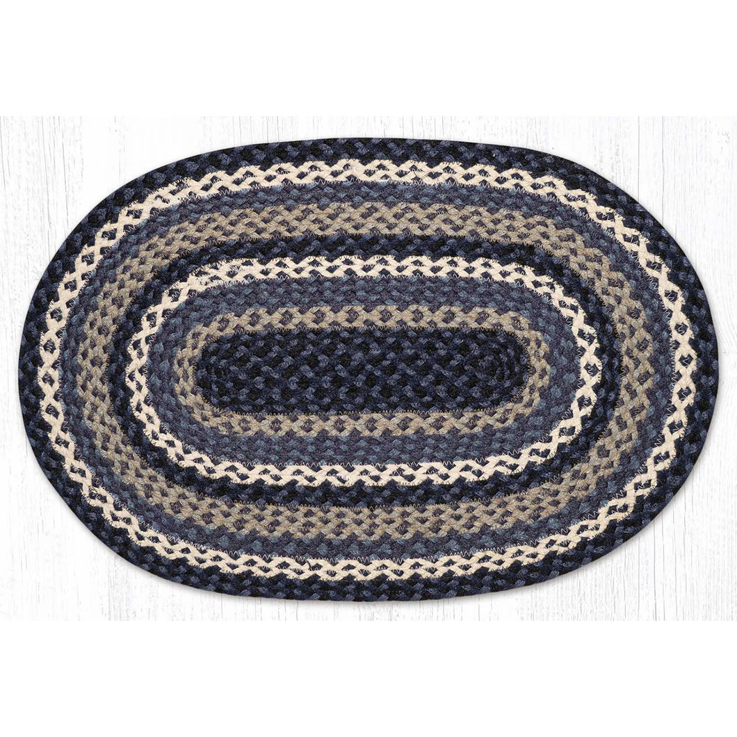 Blue and Ivory Braided Jute Rug C-443 size 20x30