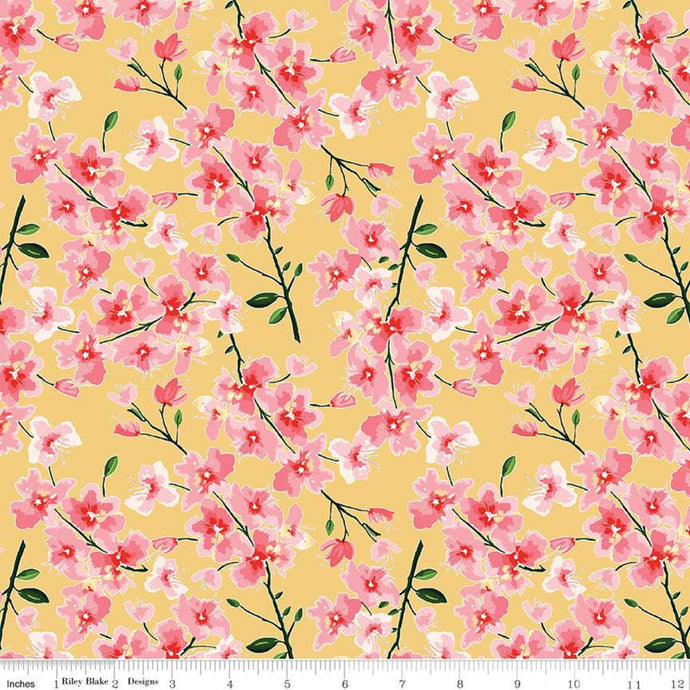 Mon Cheri Collection Branches Cotton Fabric C12651 yellow