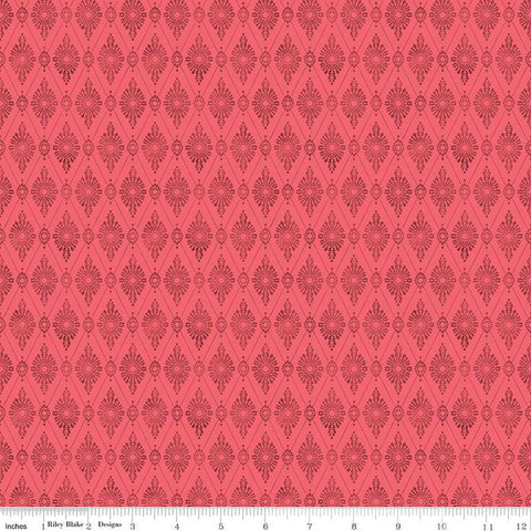 Mon Cheri Collection Diamond Damask Cotton Fabric poppy