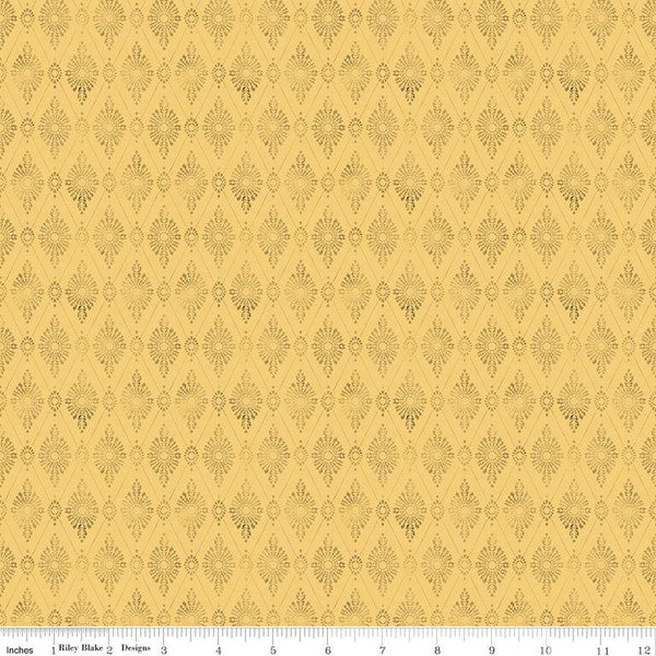 Mon Cheri Collection Diamond Damask Cotton Fabric yellow