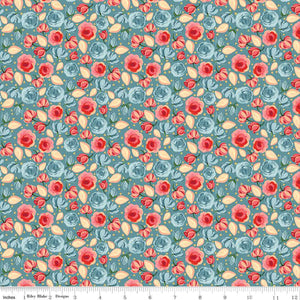 Mon Cheri Roses Cotton Fabric lake