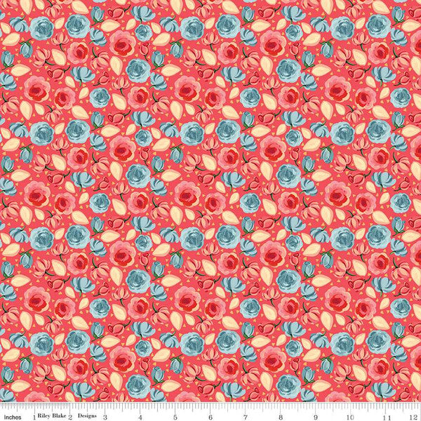 Mon Cheri Roses Cotton Fabric poppy