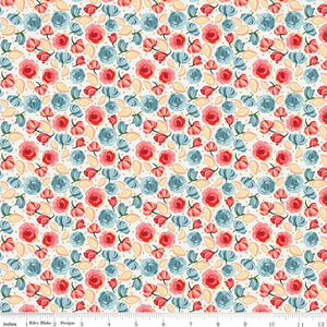 Mon Cheri Roses Cotton Fabric white