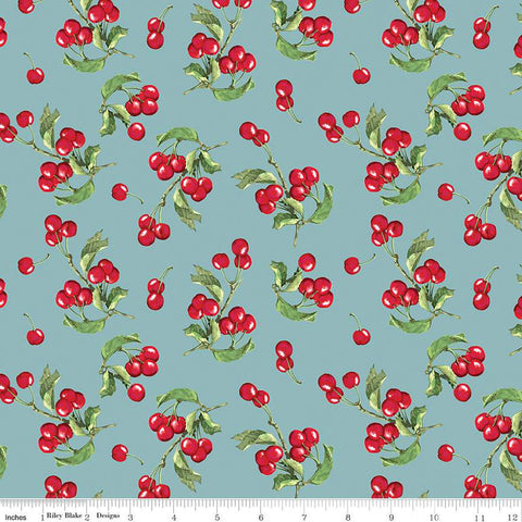 Mon Cheri Collection Cherries Cotton Fabric mist