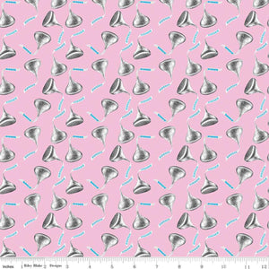 Celebrate with Hershey Collection Kisses Toss Cotton Fabric C12803 pink