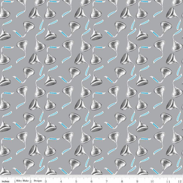 Celebrate with Hershey Collection Kisses Toss Cotton Fabric C12803 silver