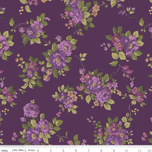 Anne of Green Gables Collection Large Floral Cotton Fabric C13850 plum