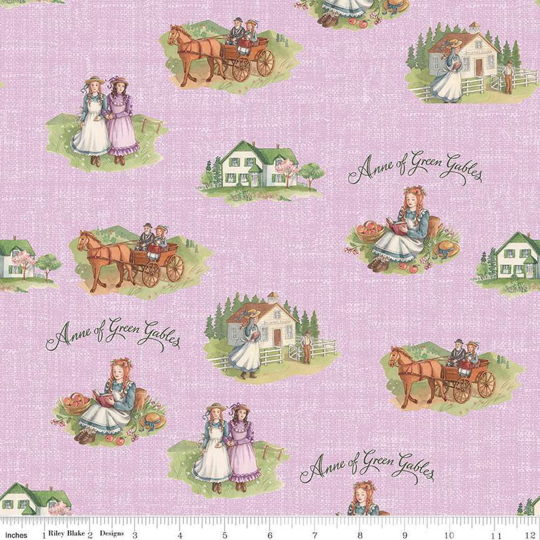 Anne of Green Gables Collection Anne and Friends Cotton Fabric C13851lavender