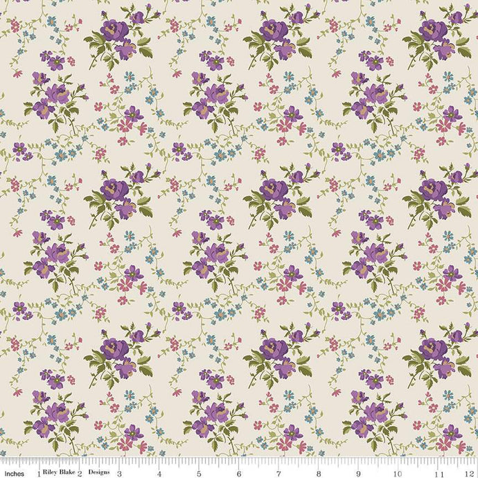 Anne of Green Gables Collection Floral Cotton Fabric C13853 cream