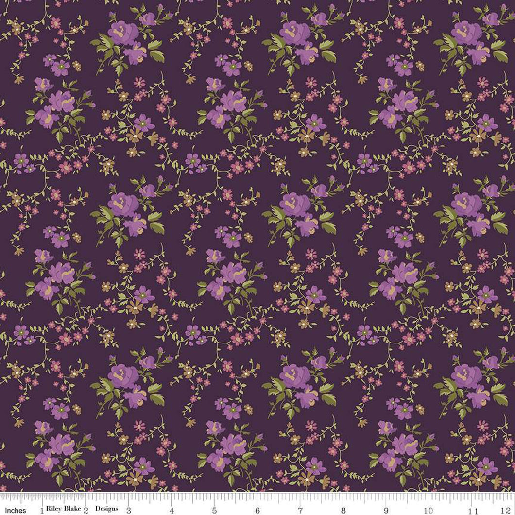 Anne of Green Gables Collection Floral Cotton Fabric C13853 wine