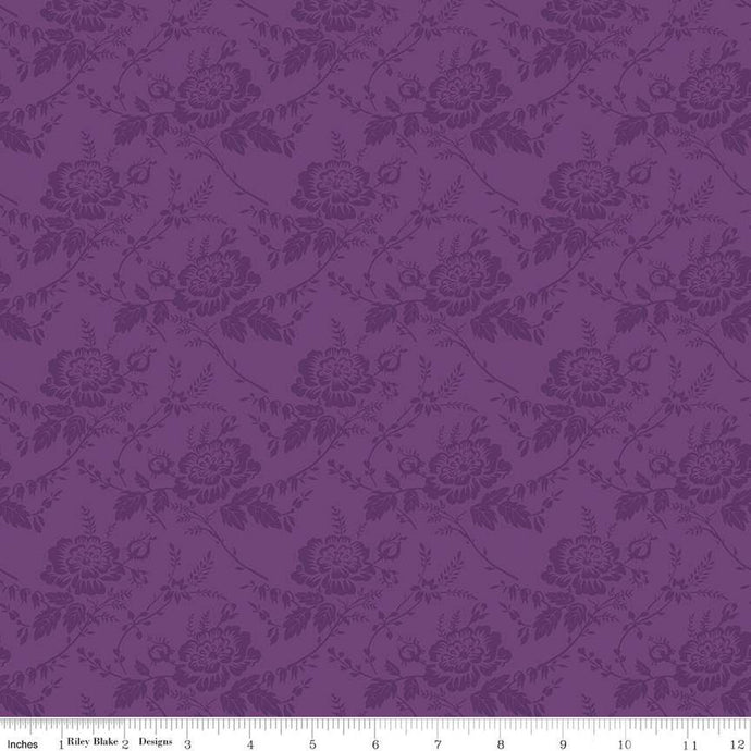 Anne of Green Gables Collection Damask Cotton Fabric C13855 eggplant