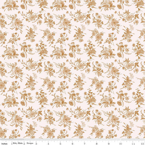 brown, Harvest on the Prairie Collection Wildflower Print Cotton Fabric C18285