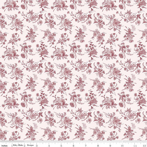wine, Harvest on the Prairie Collection Wildflower Print Cotton Fabric C18285
