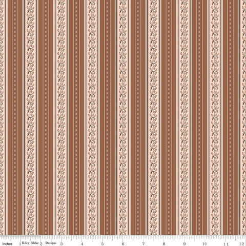 brown, Harvest on the Prairie Collection Stripe Print Cotton Fabric C18286