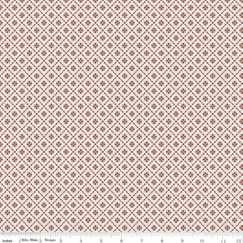 brown, Harvest on the Prairie Collection Floral Geo Print Cotton Fabric C18287
