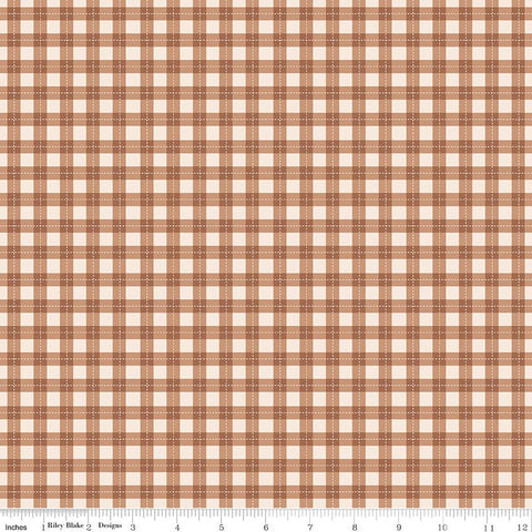 brown, Harvest on the Prairie Collection Plaid Print Cotton Fabric C18288