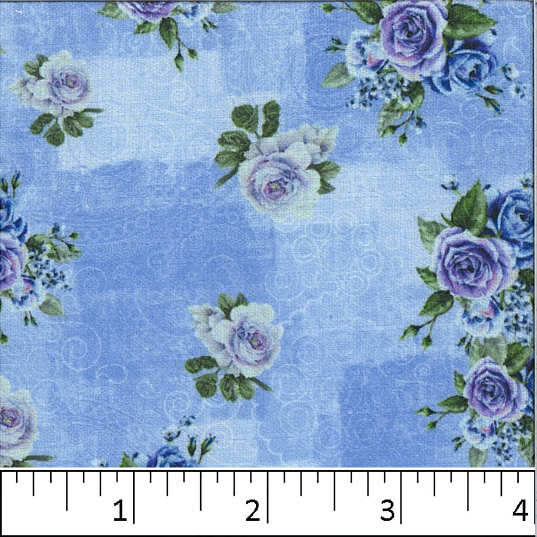 Floral Print Polyester Fabric periwinkle