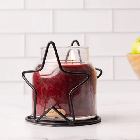 Black Metal Star Candle Jar Holder with Candle Inside
