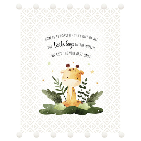 Little Boy Fleece Blanket with Poms CC141