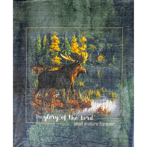 Moose Glory 79" x 95" Plush Queen-sized Blanket CC4513