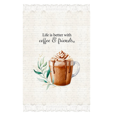 Coffee and Friends Chenille Throw Blanket CC903