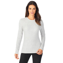 Light Gray Heather Women's Fleecewear with Stretch Long-Sleeve Crew Top CD8427065-030