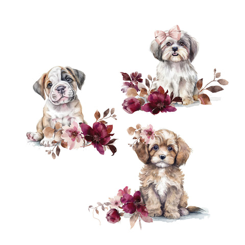 girl, Printed Puppy Handkerchiefs Set of 3 CH1512