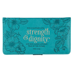 Strength and Dignity Teal Checkbook Cover