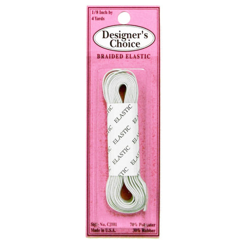 1/8" White Braided Elastic CJ-101