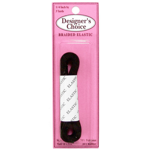 1/4" Black Braided Elastic CJ-104