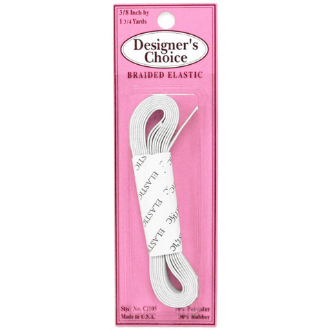 3/8" White Braided Elastic CJ-105