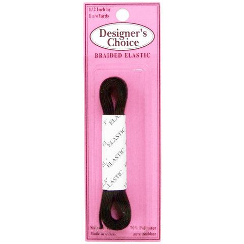 1/2" Black Braided Elastic CJ-108