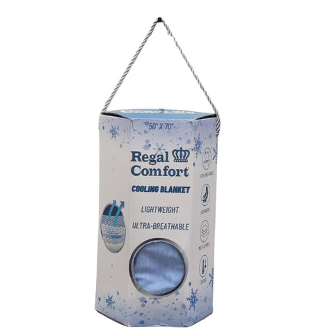 Regal Comfort Blue Cooling Blanket showing front of package