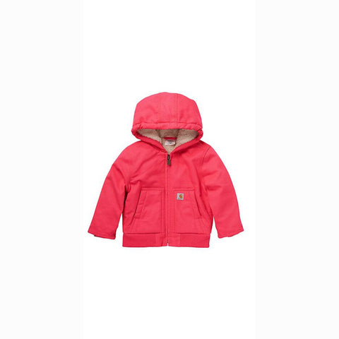 Carhartt girls hooded canvas winter jacket in raspberry color
