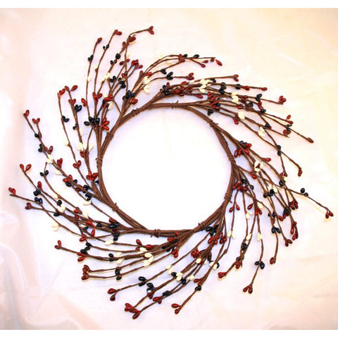 Red, Navy Blue, & Cream Berry Wreath.