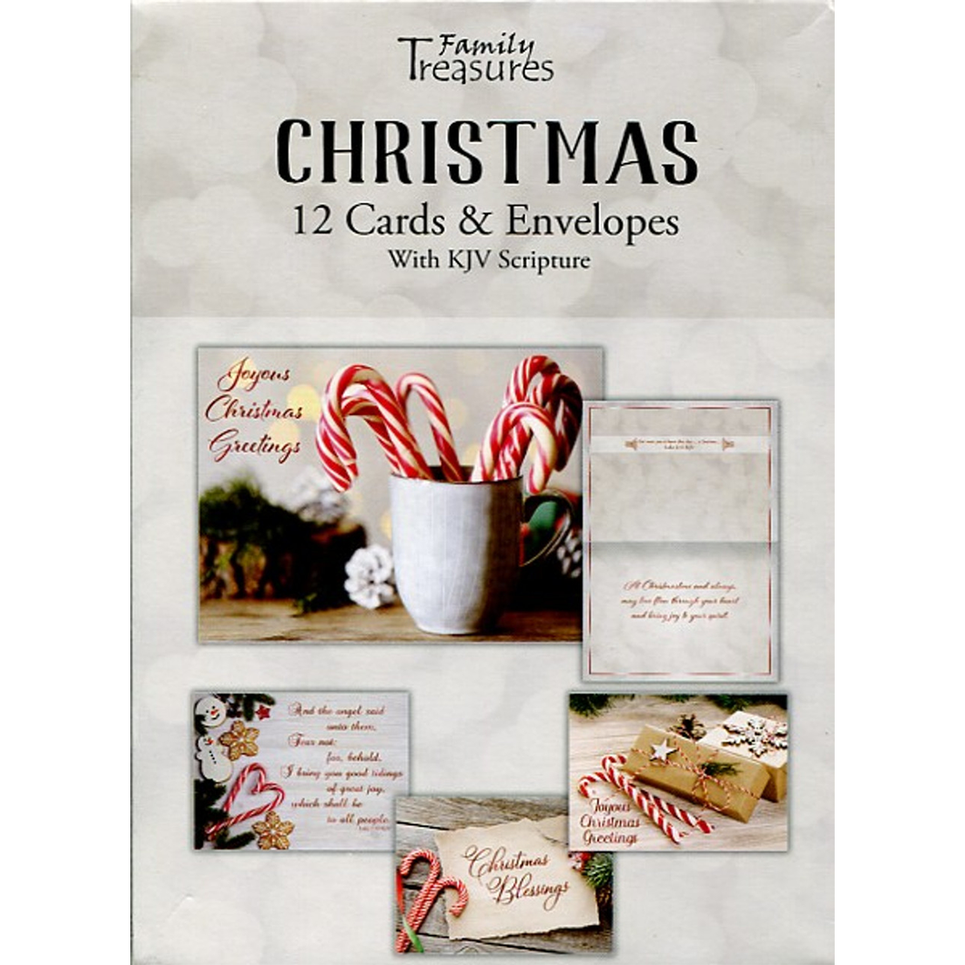 Candy Canes 12 Boxed Christmas Cards FT22694