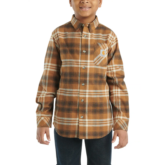 Brown Boy's Long-Sleeve Flannel Button-Front Shirt CE8204