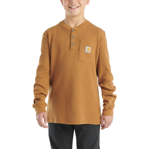 Carhartt Brown Boys' Long-Sleeve Henley Pocket T-Shirt CA6614