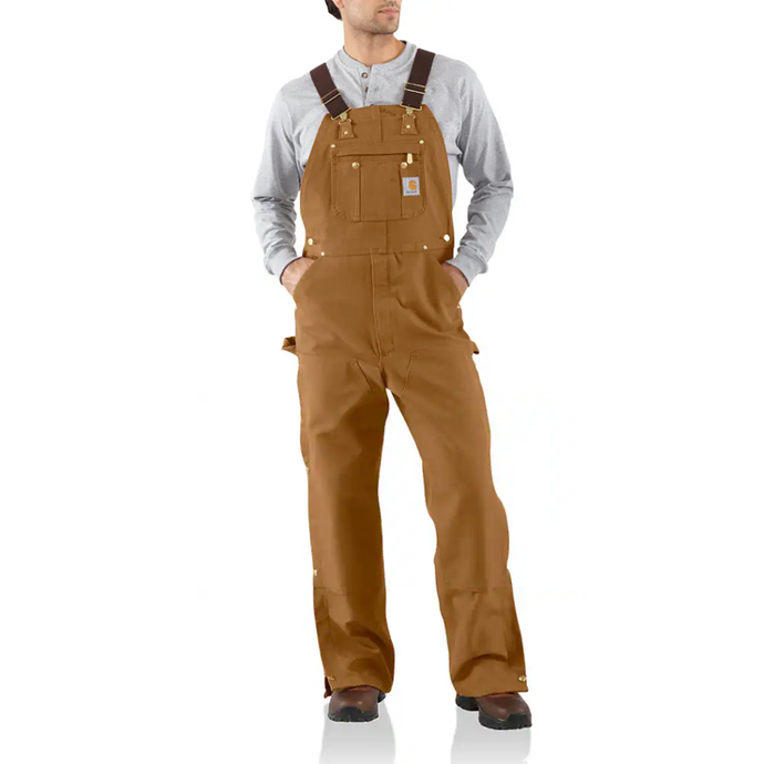 Brown Men's Loose Fit Firm Duck Bib Overall 106671