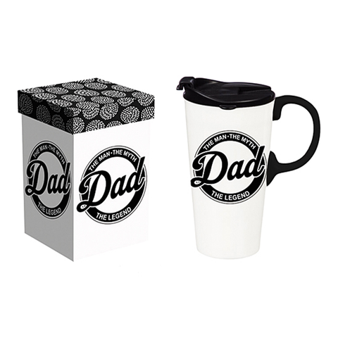 Ceramic Travel Cup 17 oz. Wight Gift Box, Dad The Man 3CTC017