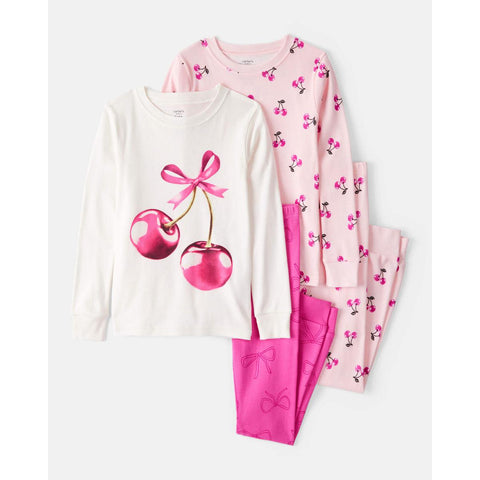 Girls Cotton Snug Fit 4-Piece Pajamas 3U026