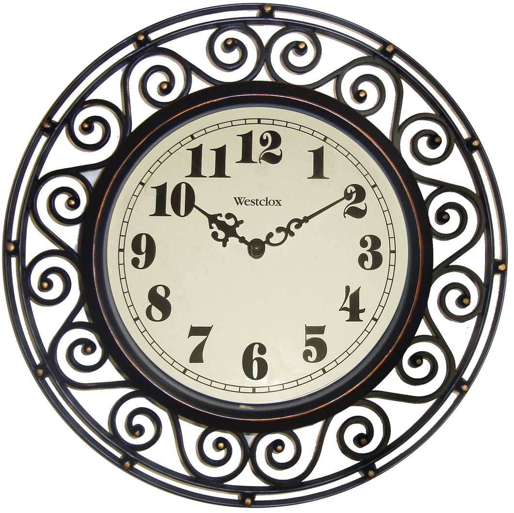 Westclox Ornate Wrought-Iron Look Wall Clock