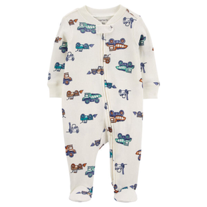 Construction Vehicles Baby Boys' Fleece Footie Pajamas